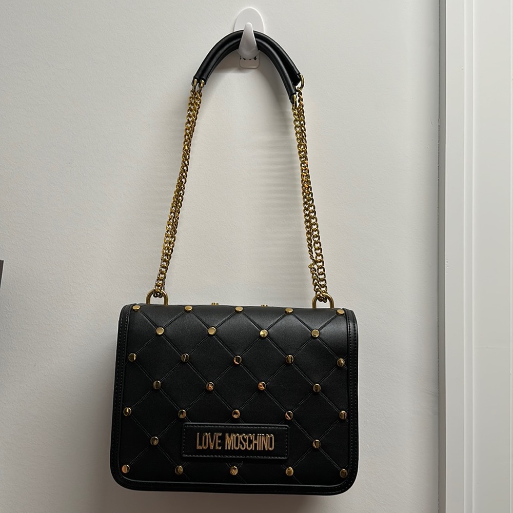 Love moschino black and gold bag with wallet